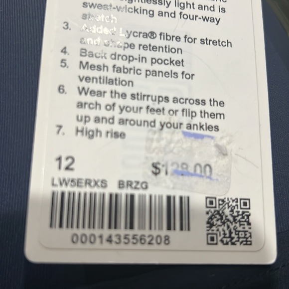 LULULEMON NULU AND CRISSCROSS MESH STIRRUP TIGHT NWT SIZE 12 - Picture 6 of 6